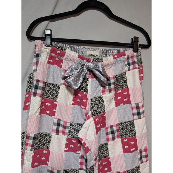 Aerie Women's Pink Gray Black Patchwork Quilted Plaid Pajama‎ Pants Size Medium - Picture 2 of 10